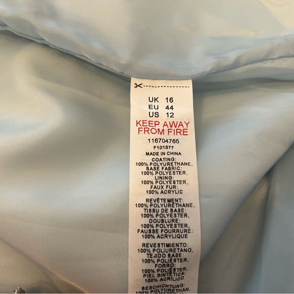 ASOS Sky Blue Leather Jacket with Plush Fur - Picture 9 of 10